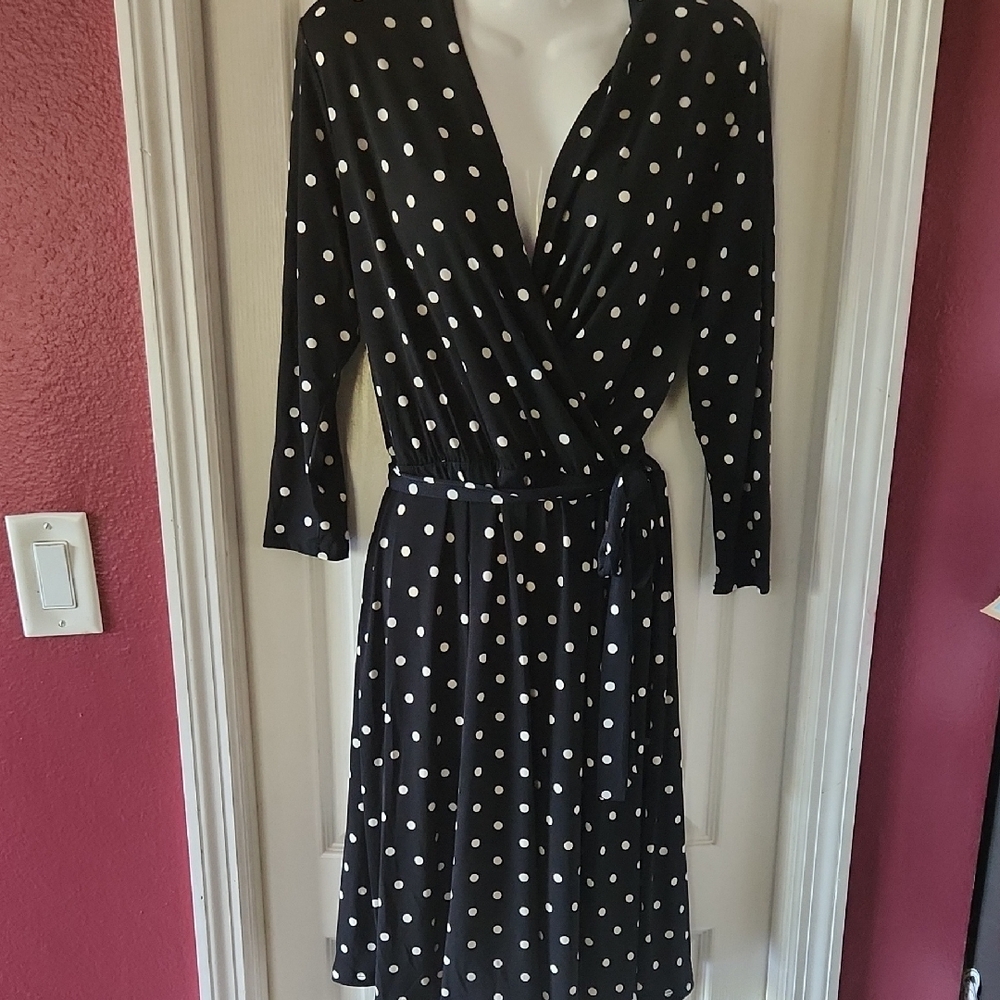 Black Polka Dot Wrap Dress